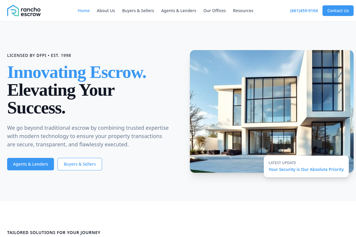 ranchoescrowinc.com homepage preview
