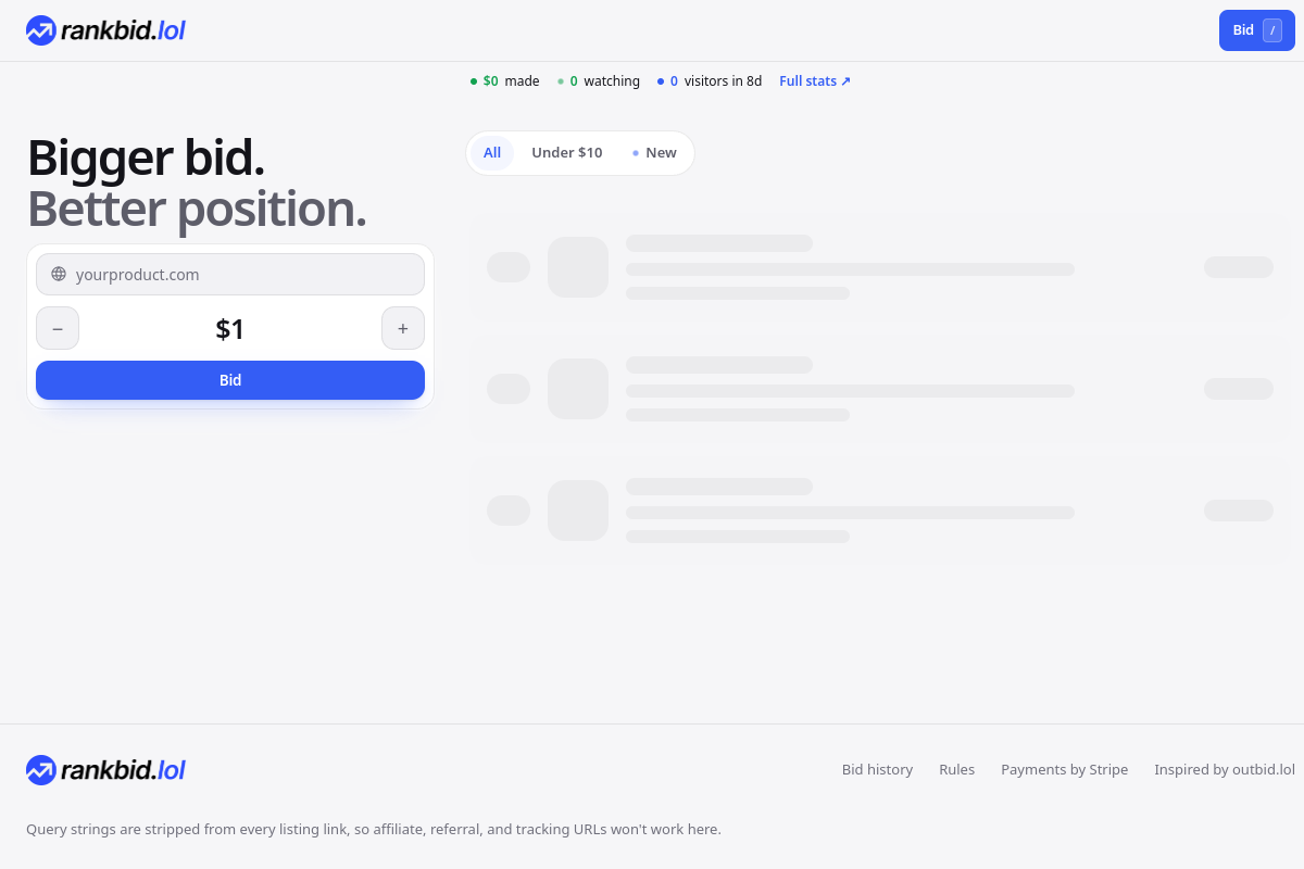 rankbid.lol website screenshot 1