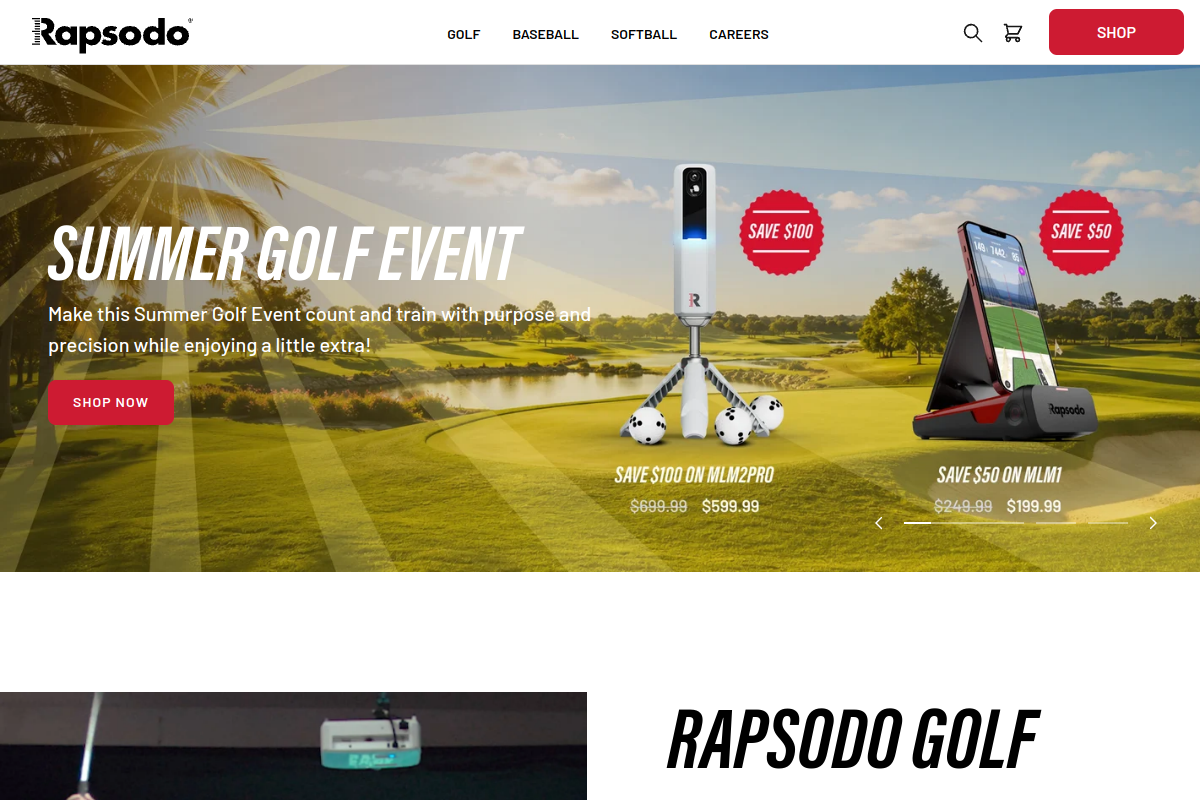 Rapsodo website screenshot 1