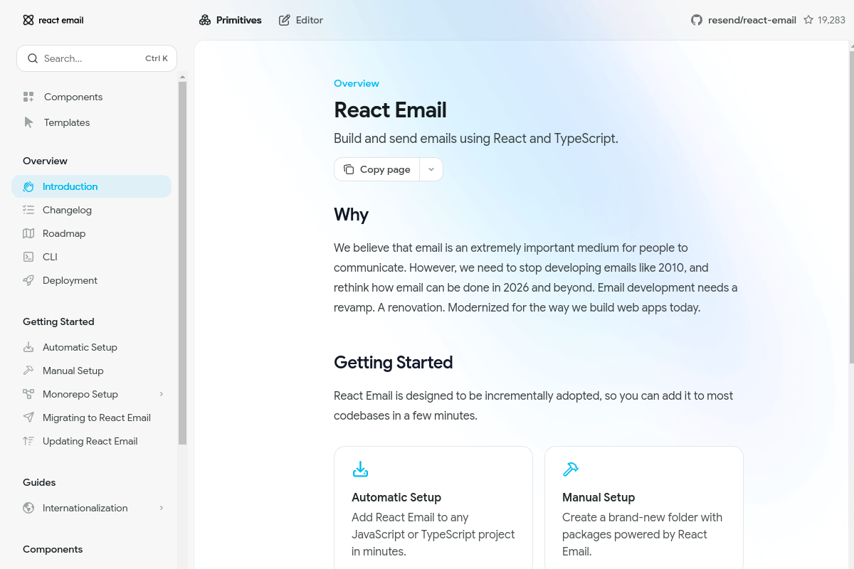 Screenshot of react.email