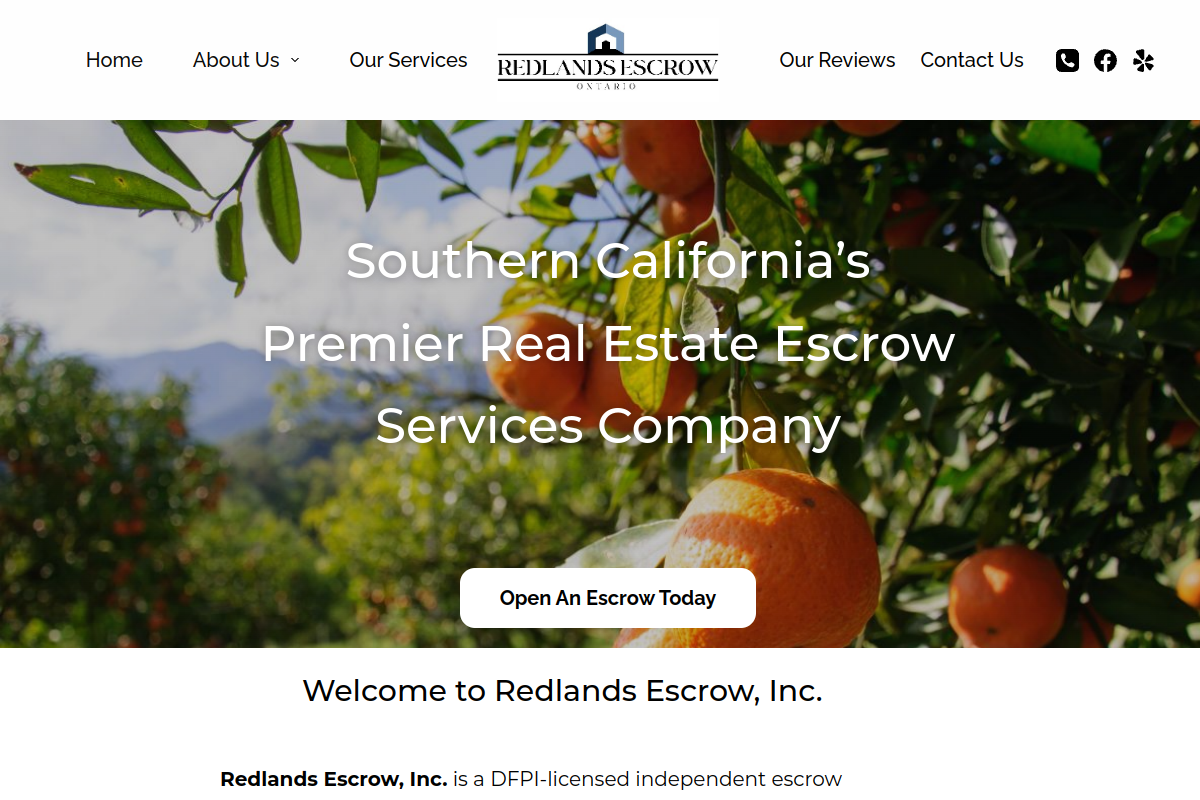 redlandsescrowinc.com homepage preview