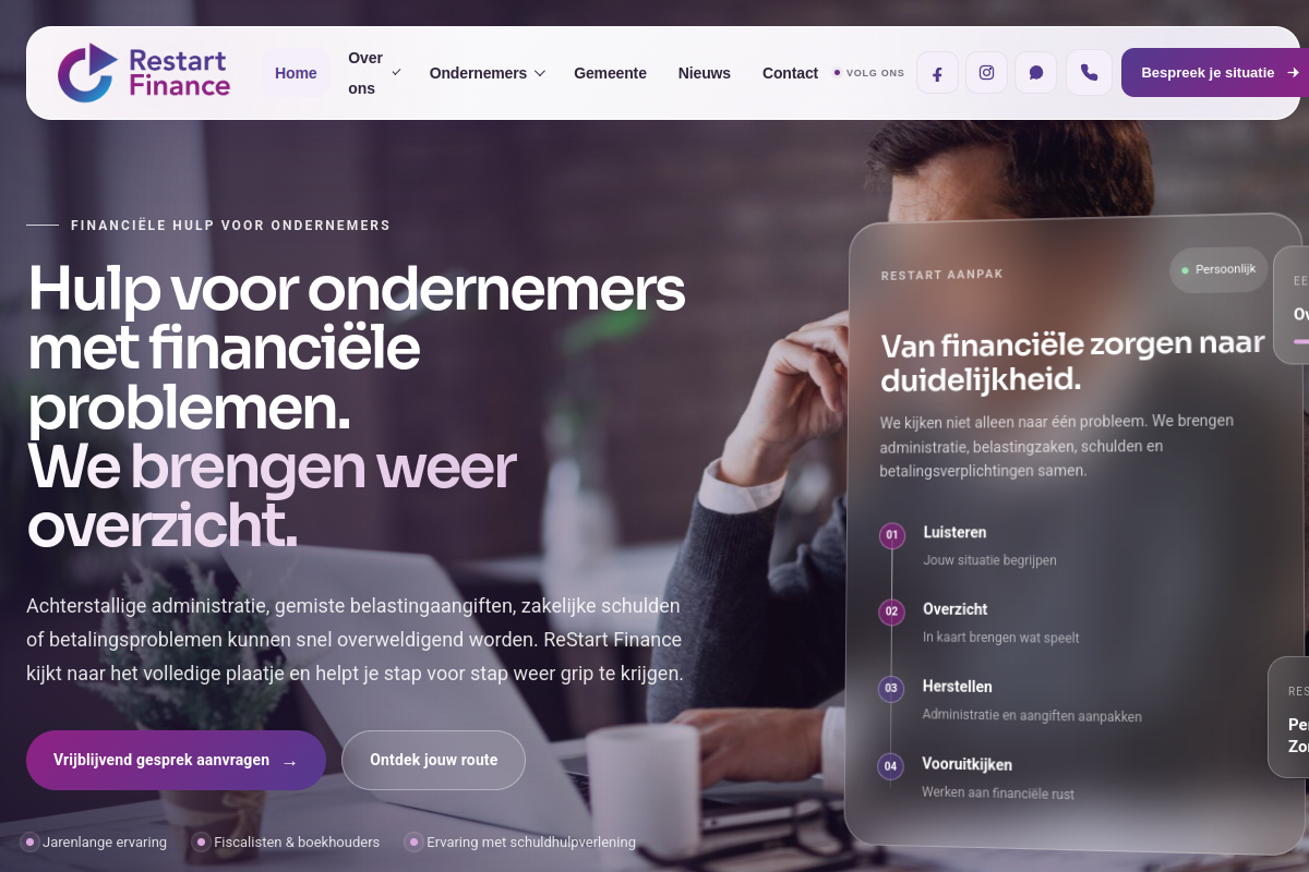 Homepagina van ReStart Finance