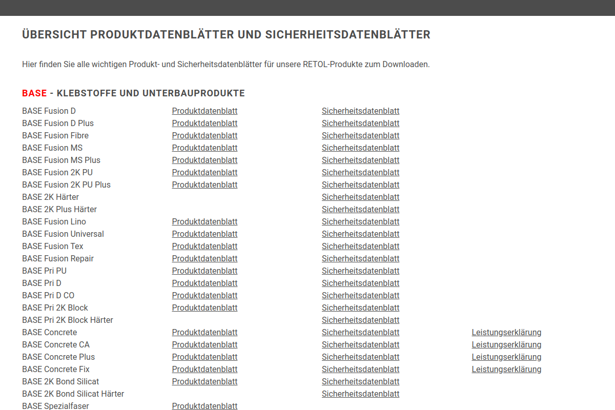 RETOL website screenshot 1