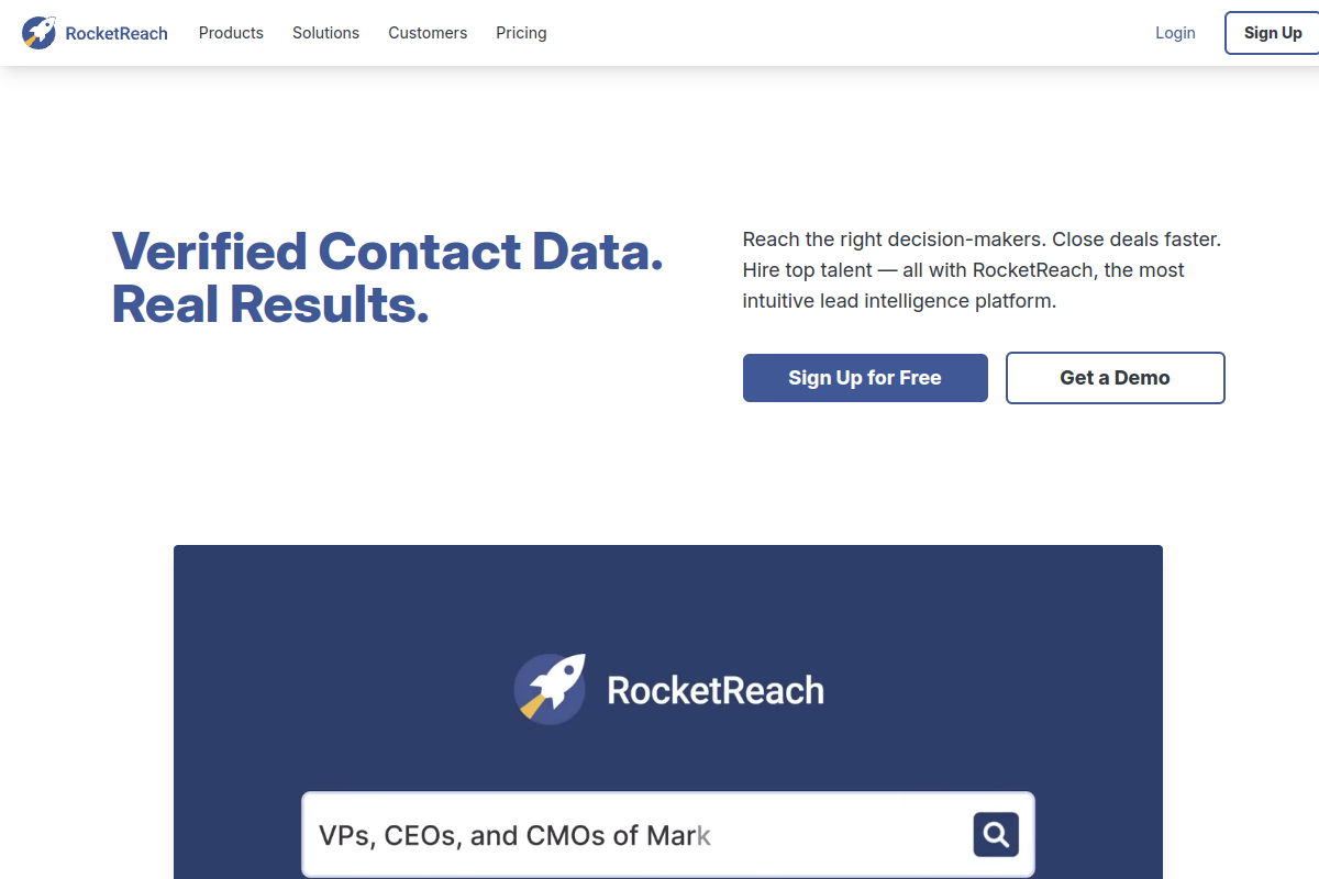 RocketReach screenshot