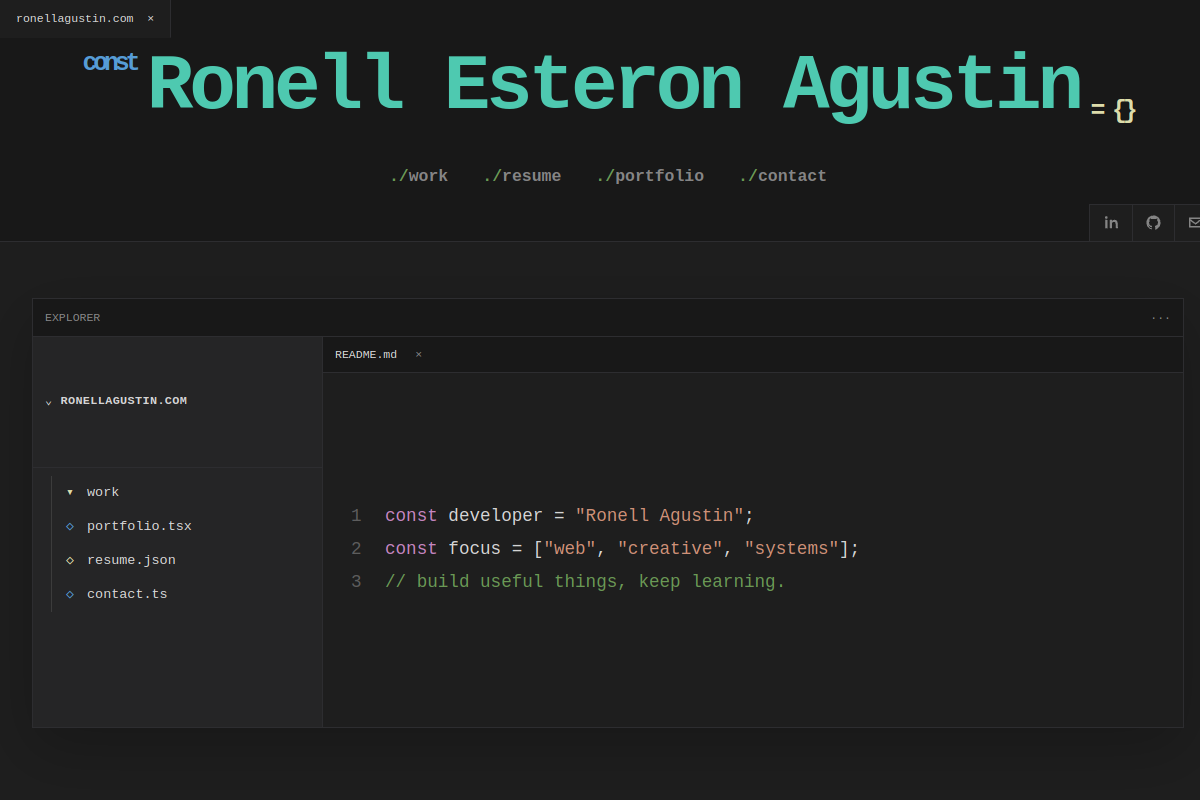 RonellAgustin.com homepage preview