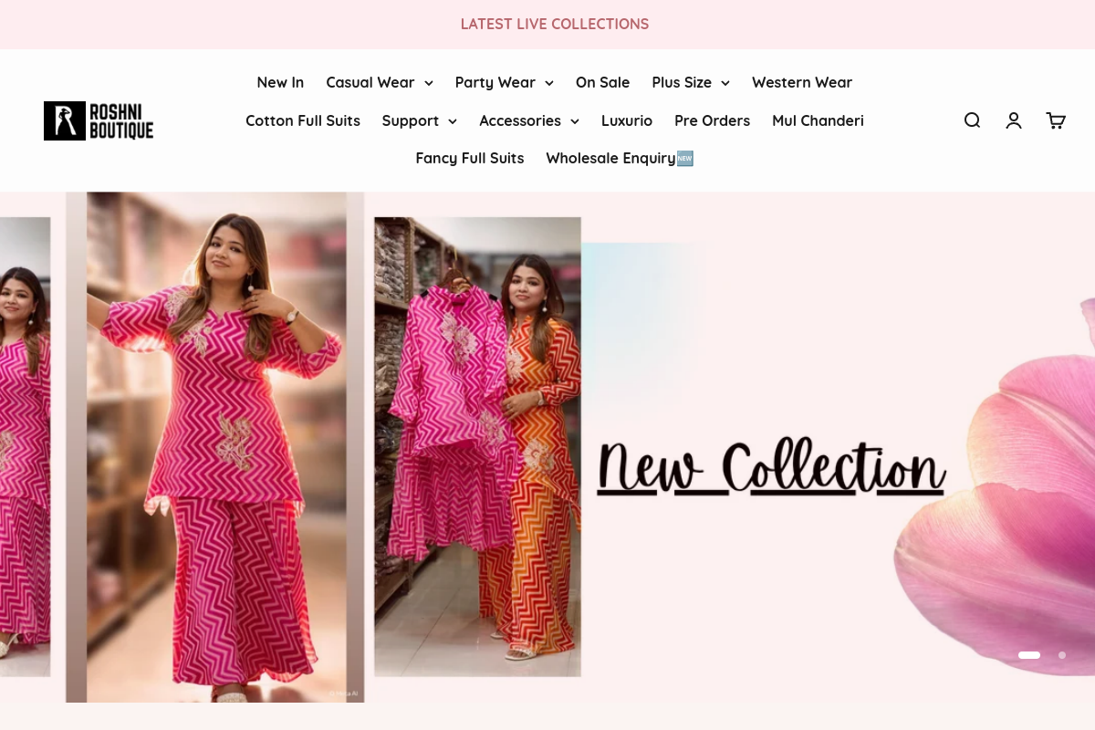 Roshni Boutiques site screenshot