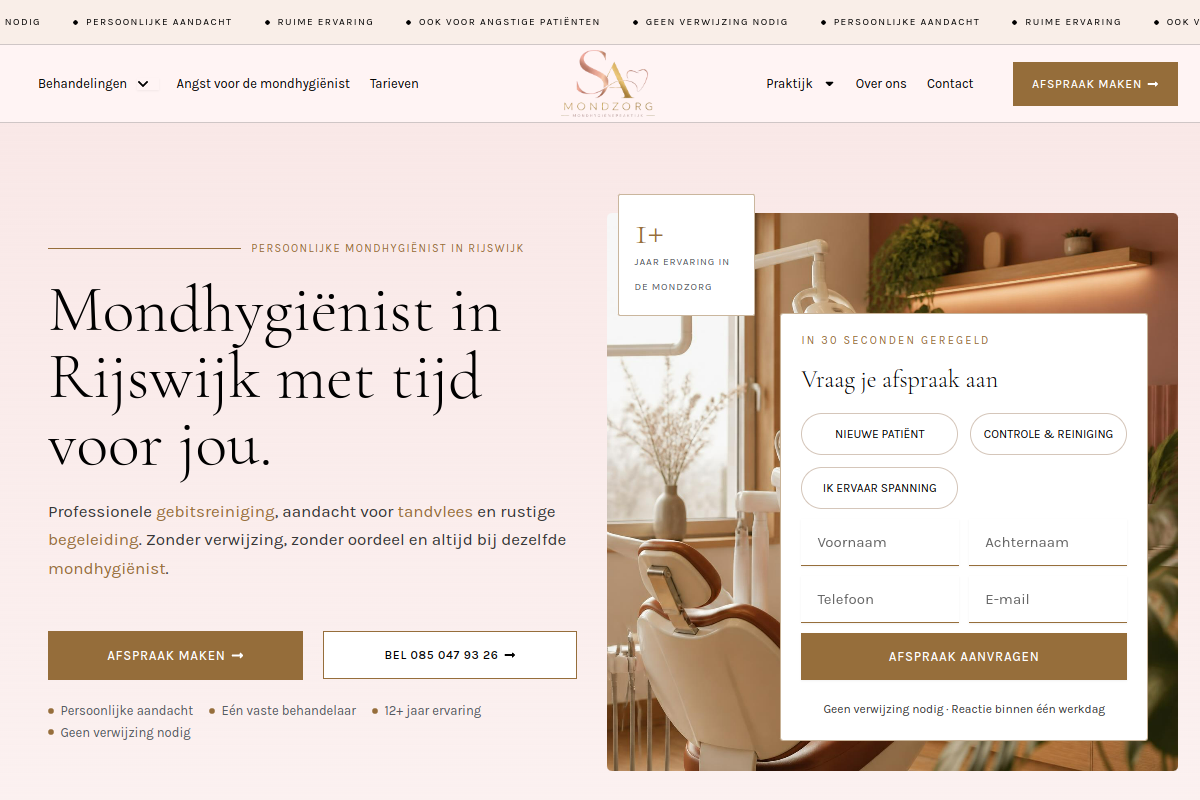 Homepagina van SA Mondhygiënist
