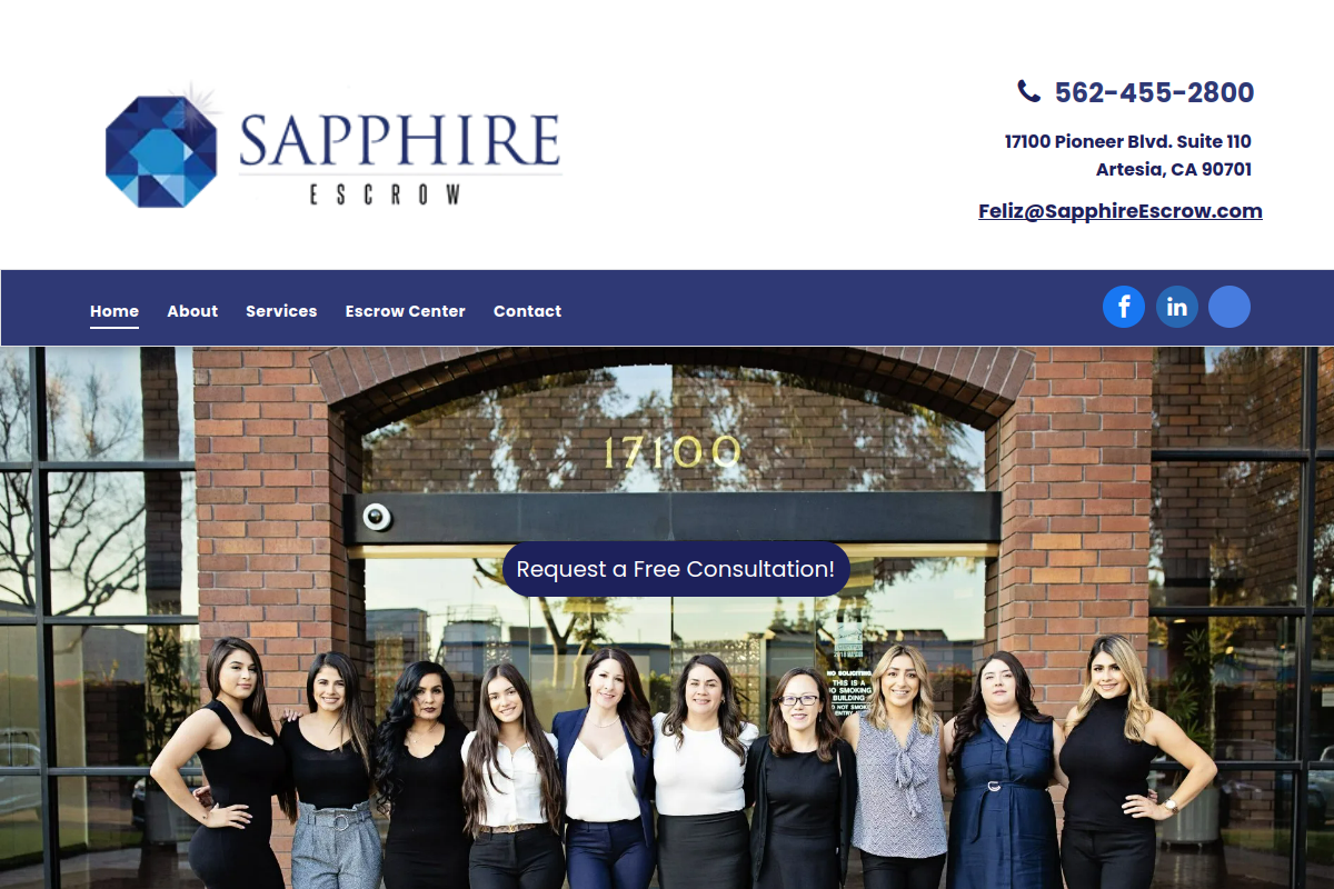 sapphireescrow.com homepage preview