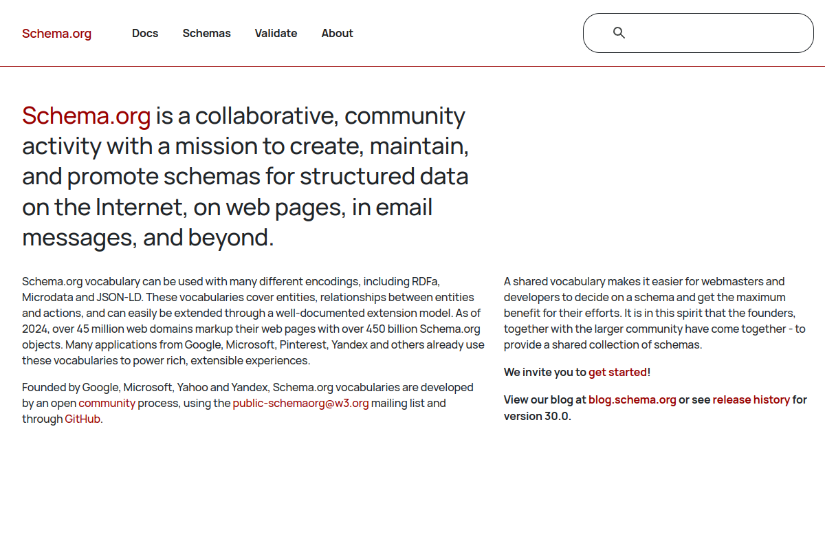 Schema and structured data screenshot