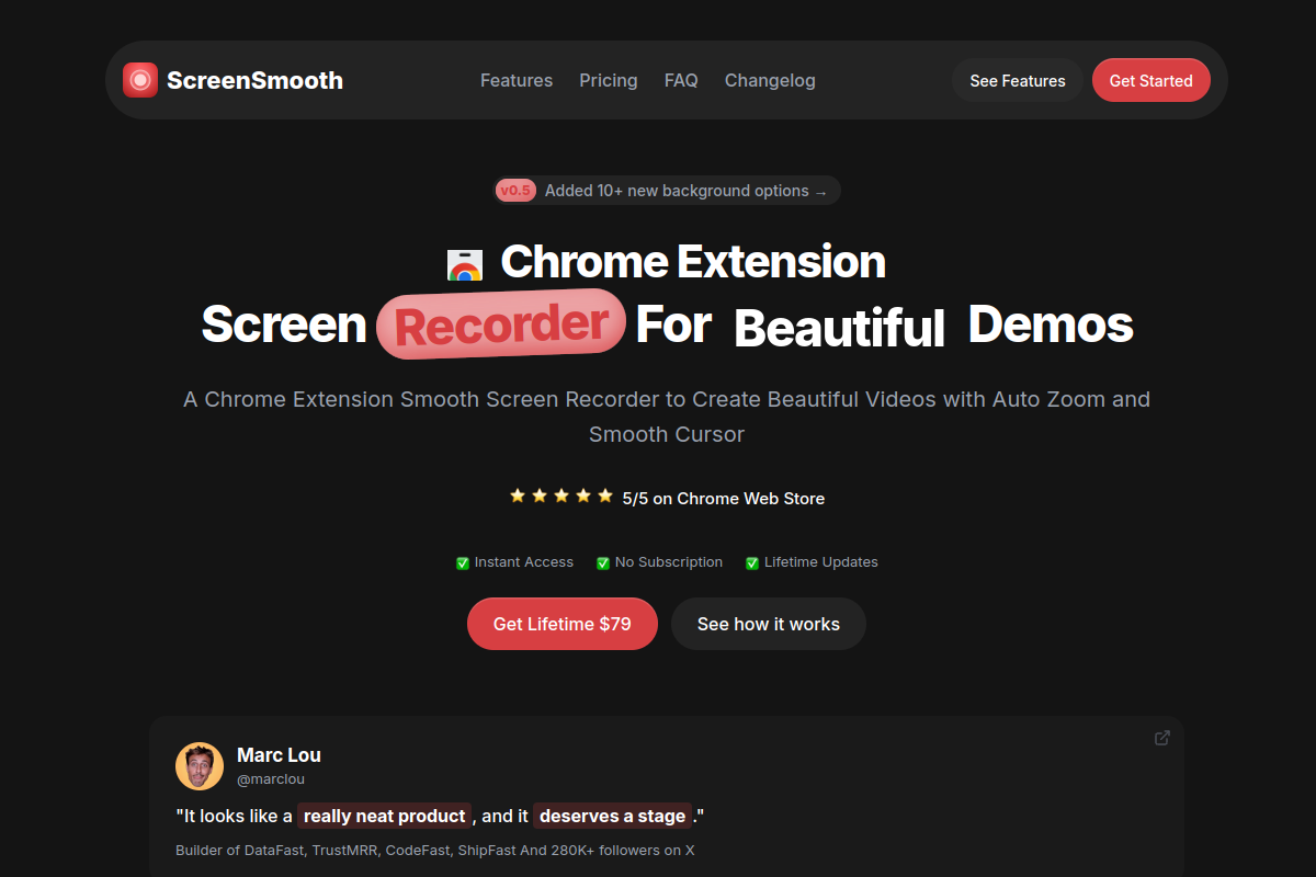 ScreenSmooth - Create beautiful screen recordings in minutes