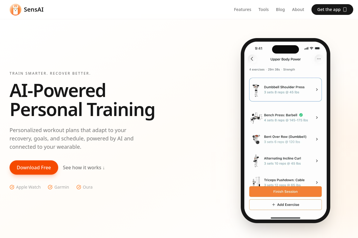 AI-Powered Personal Trainer App website screenshot 1