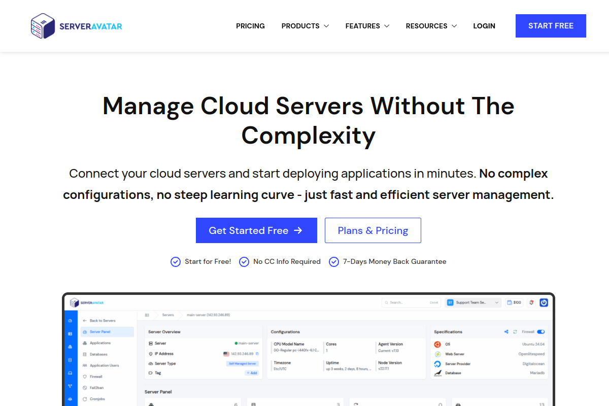 Screenshot of serveravatar.com