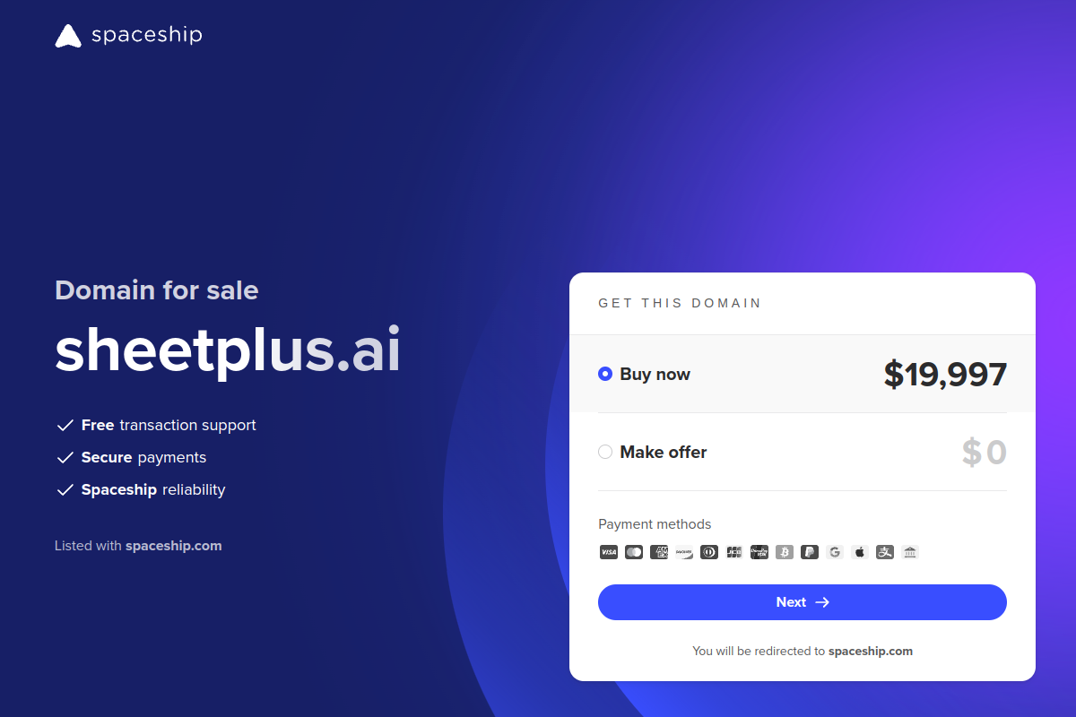 Spaceship website screenshot 1
