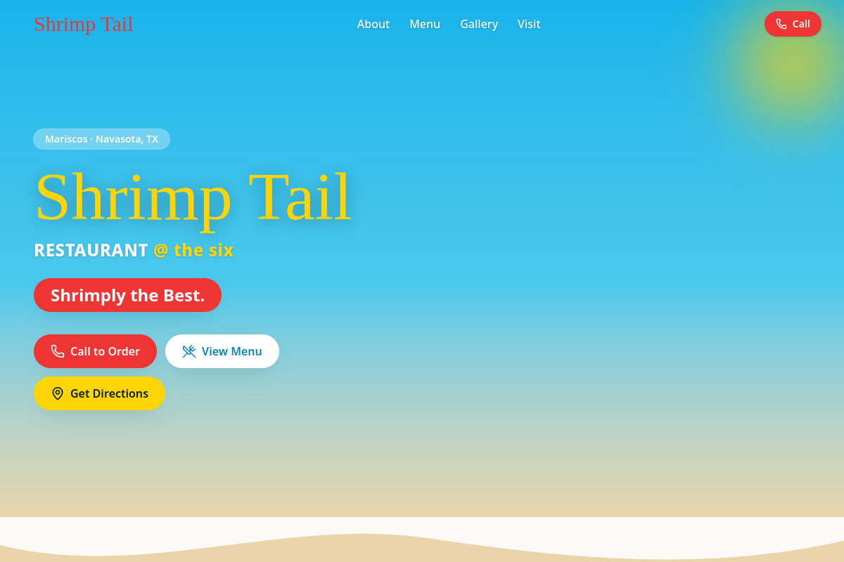 Shrimp Tail Restaurant website preview