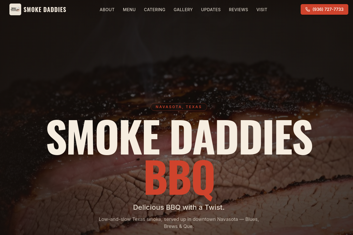 Smoke Daddies BBQ website preview