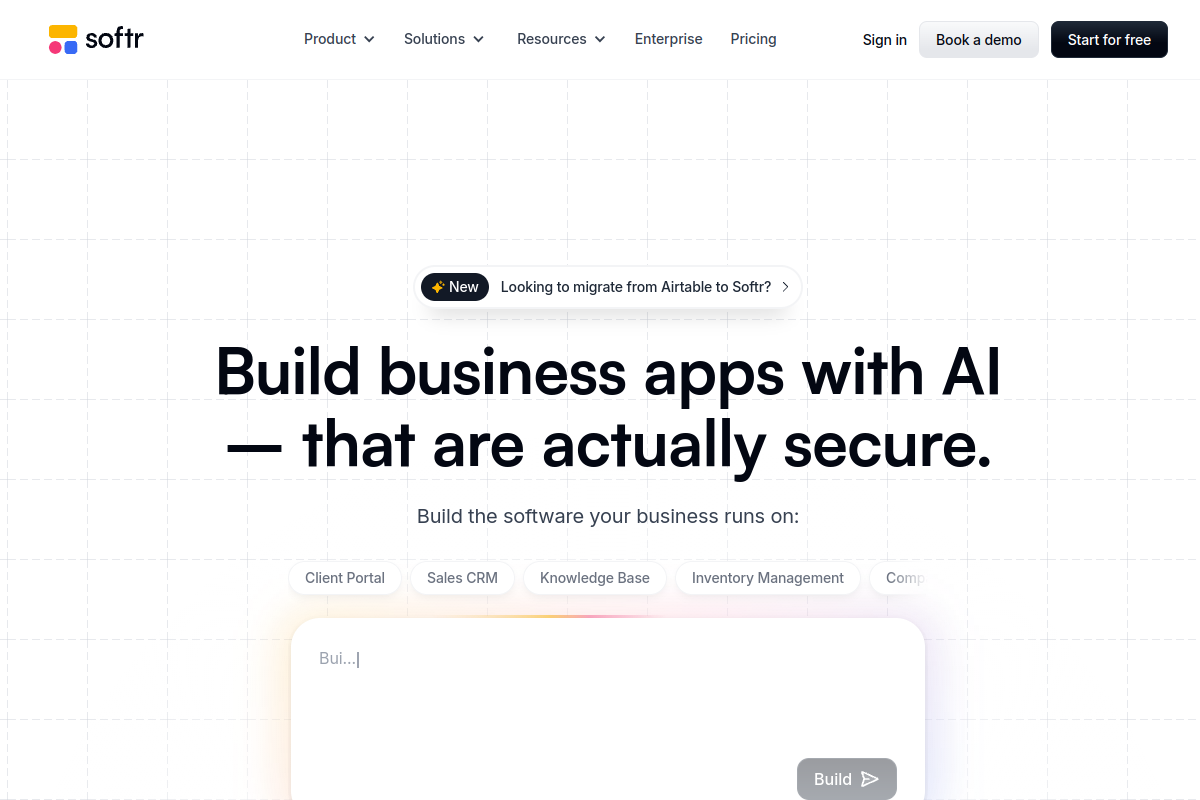 Build Custom AI Business Apps, Portals & Internal Tools with No Code website screenshot 1