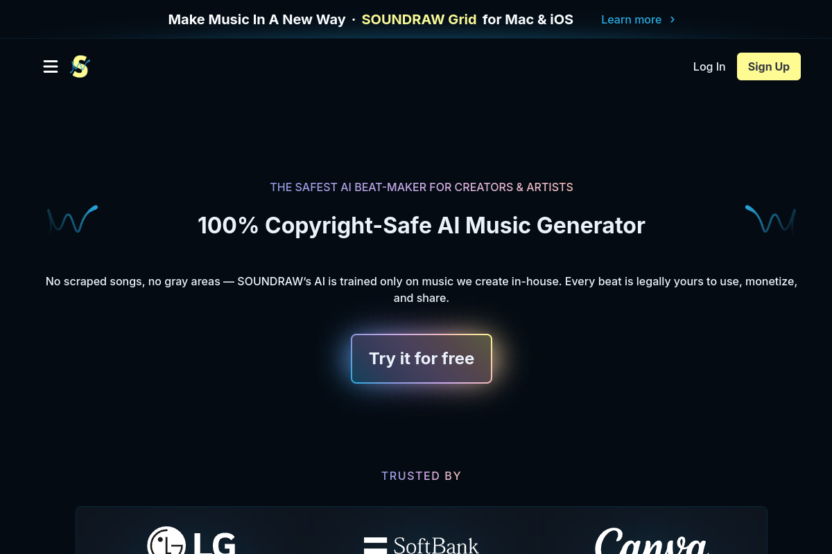 Soundraw website screenshot 1