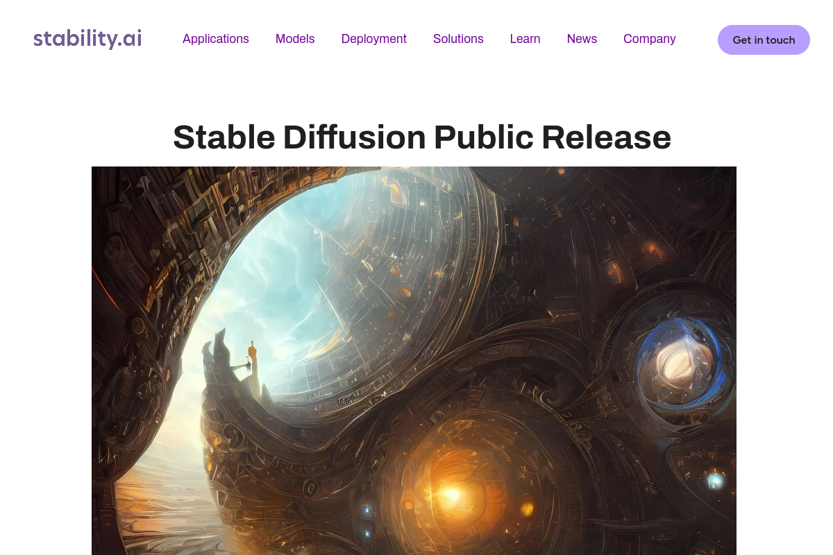 Stable Diffusion Public Release website screenshot 1
