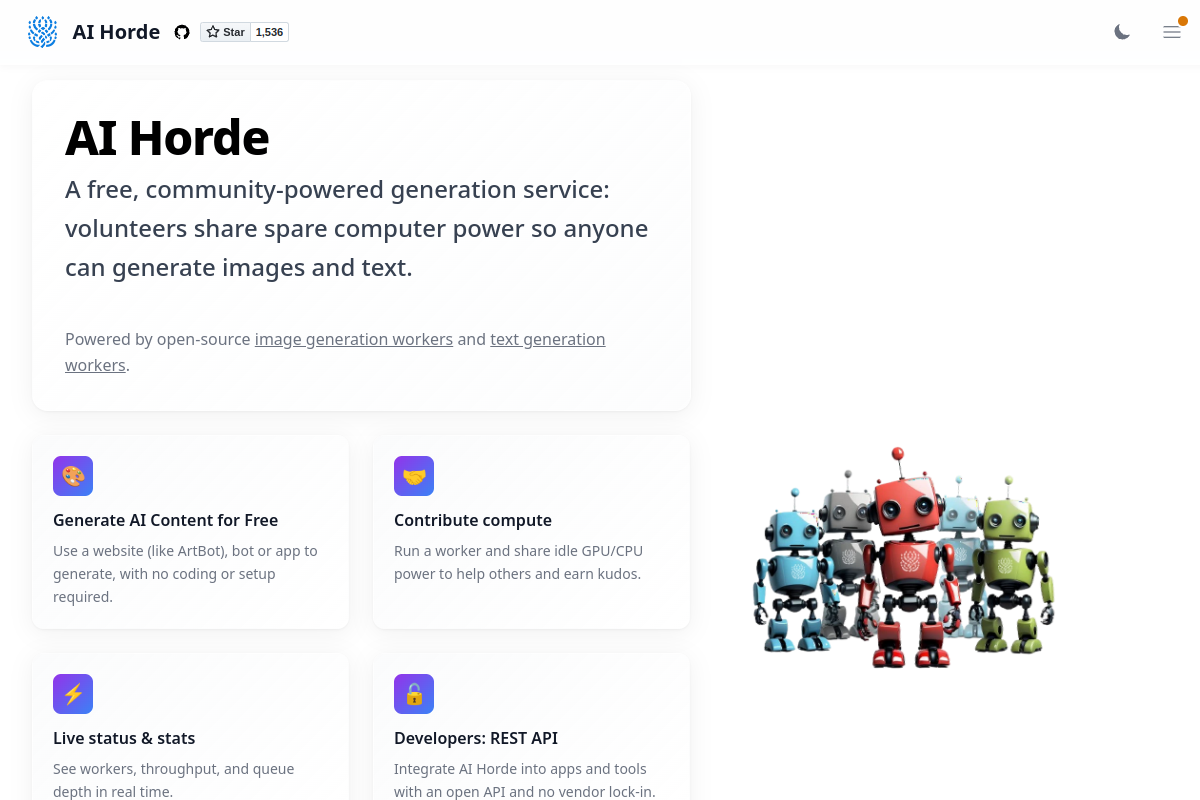 Stable Horde website screenshot 1
