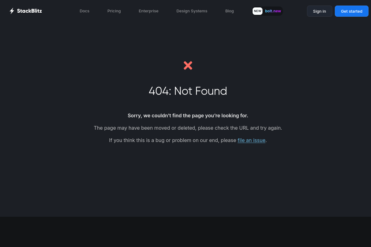 Stackblitz website screenshot 1
