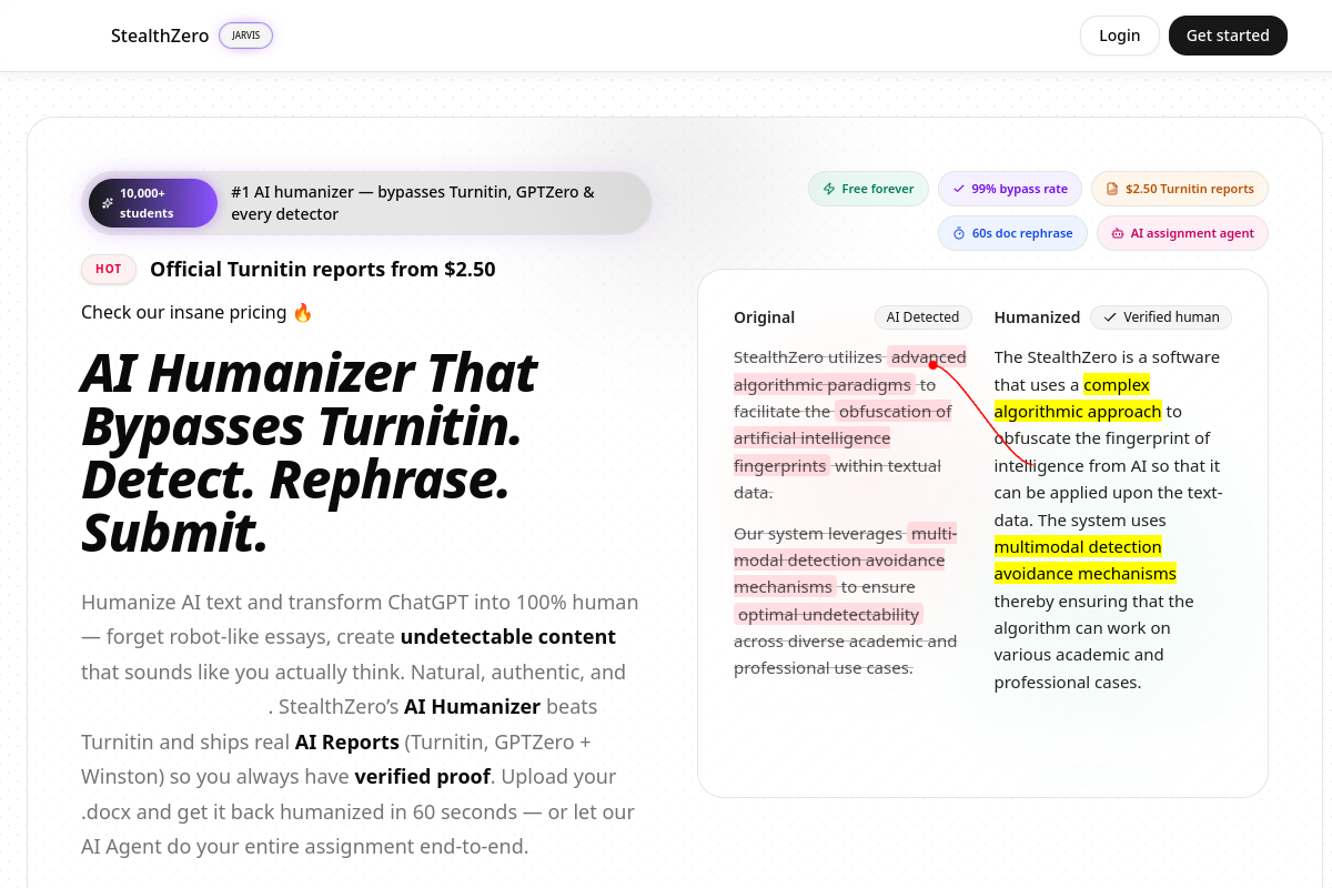StealthZero — AI Humanizer & AI Detector to Bypass Turnitin