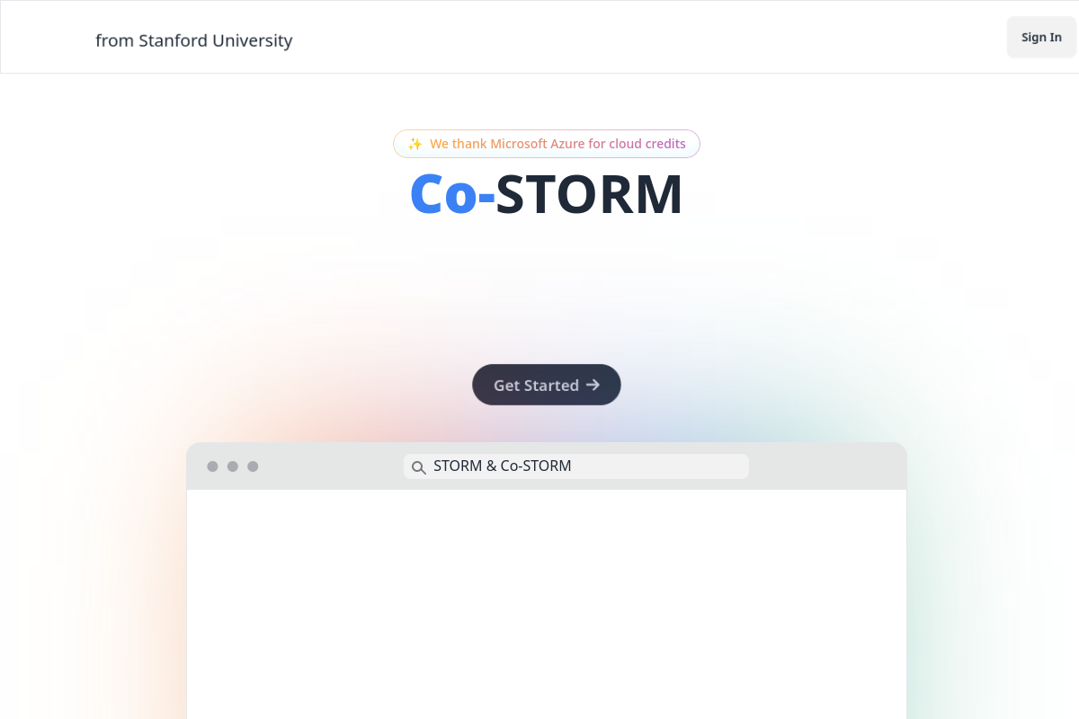 STORM website screenshot 1