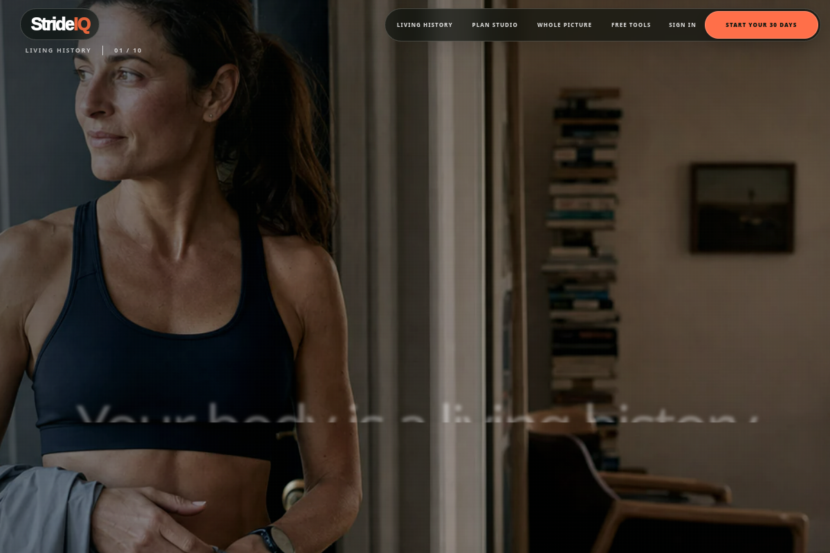 Your body has a voice: StrideIQ website screenshot 1