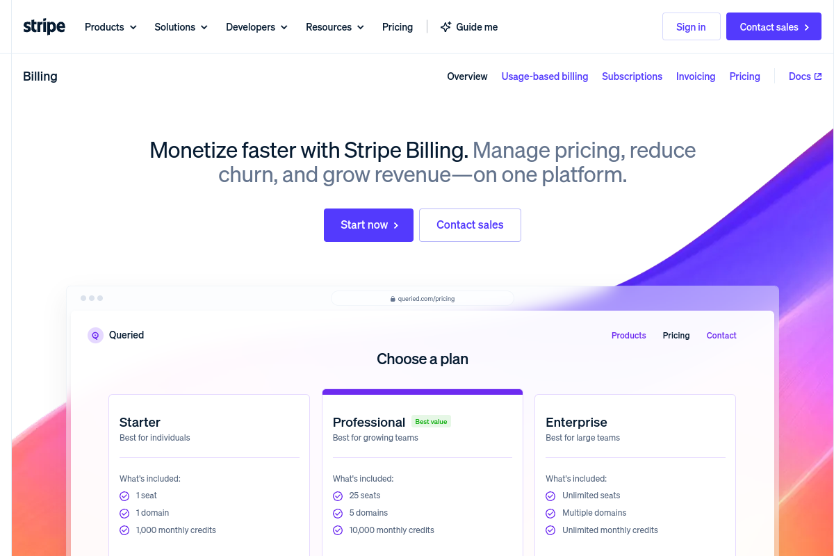 Stripe Billing screenshot