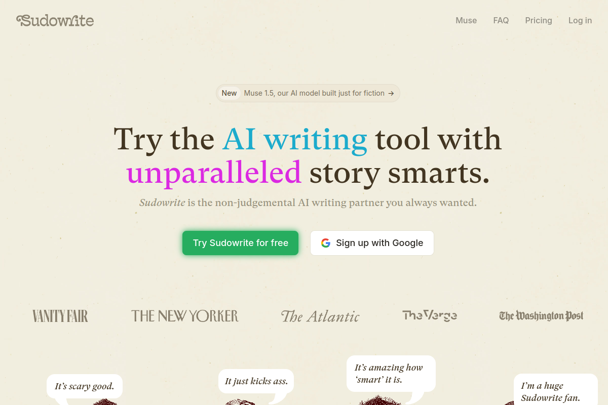 Sudowrite website screenshot 1