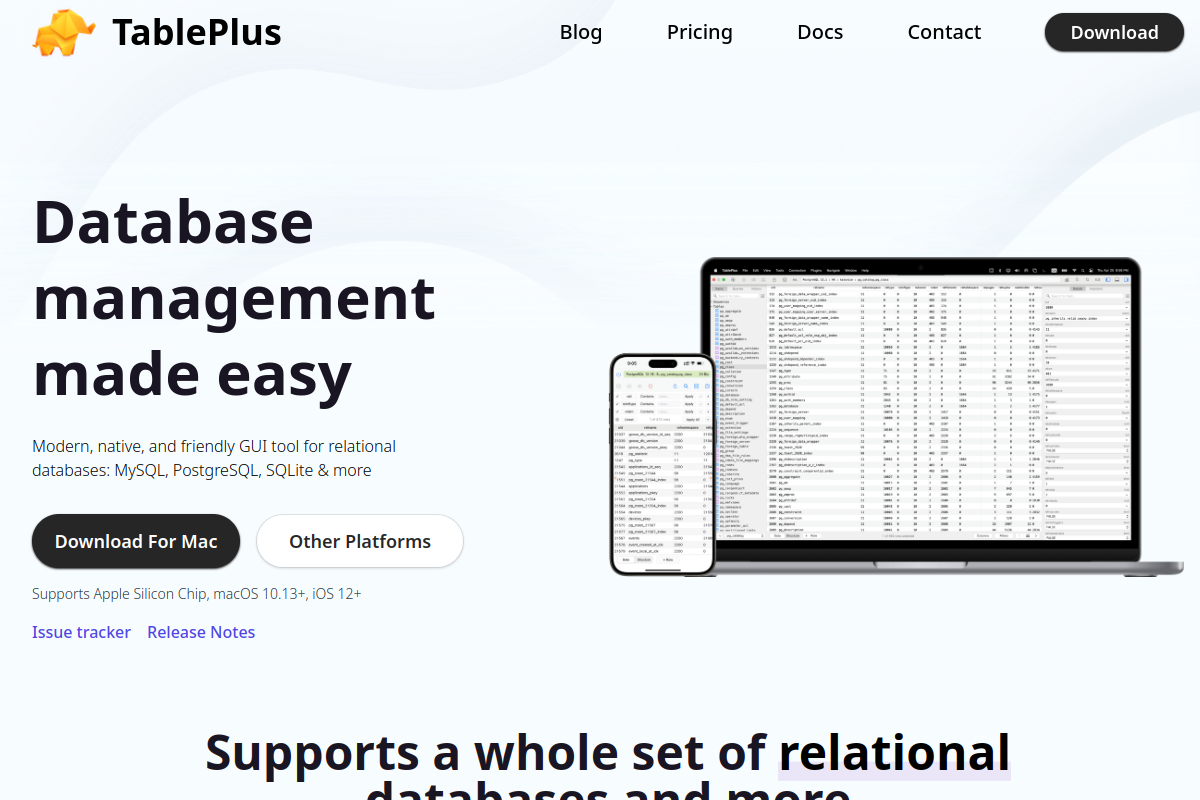 Screenshot of tableplus.com