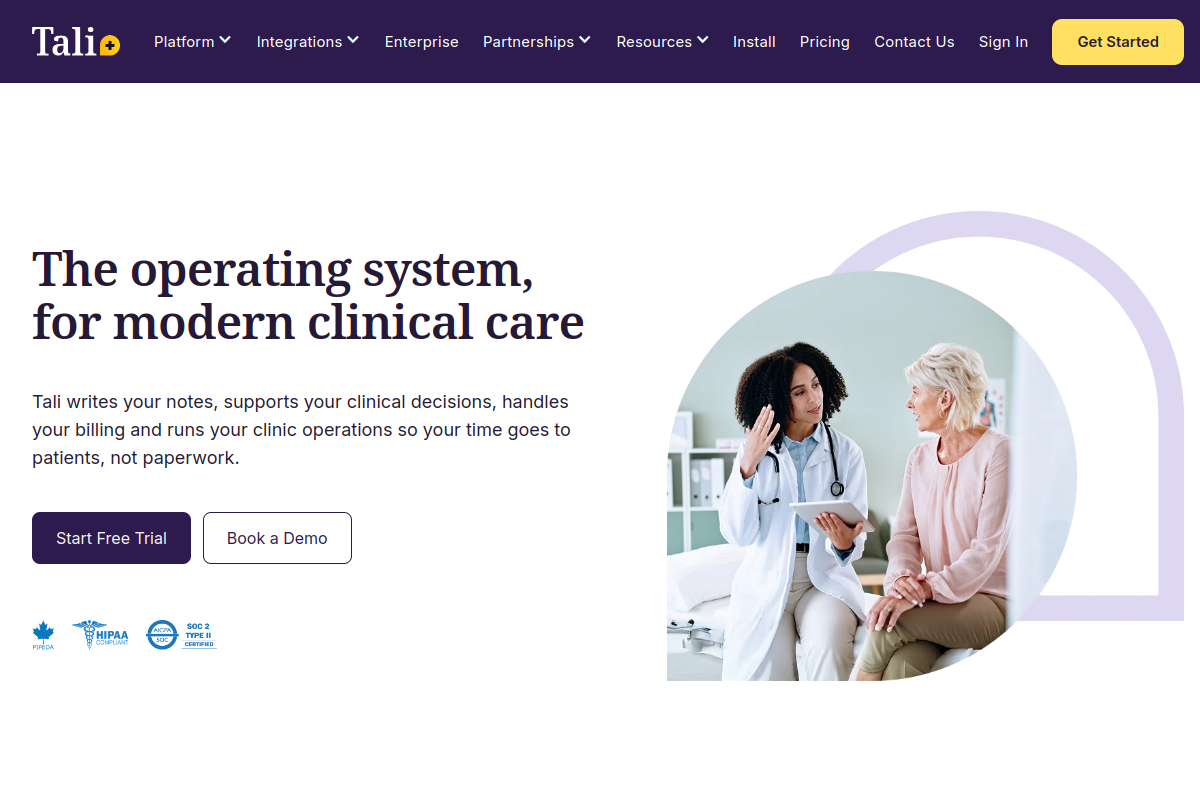Tali AI website screenshot 1