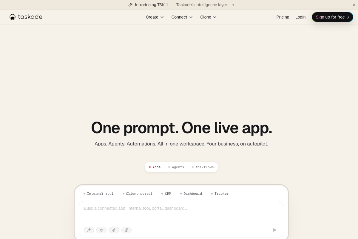 Taskade website screenshot 1