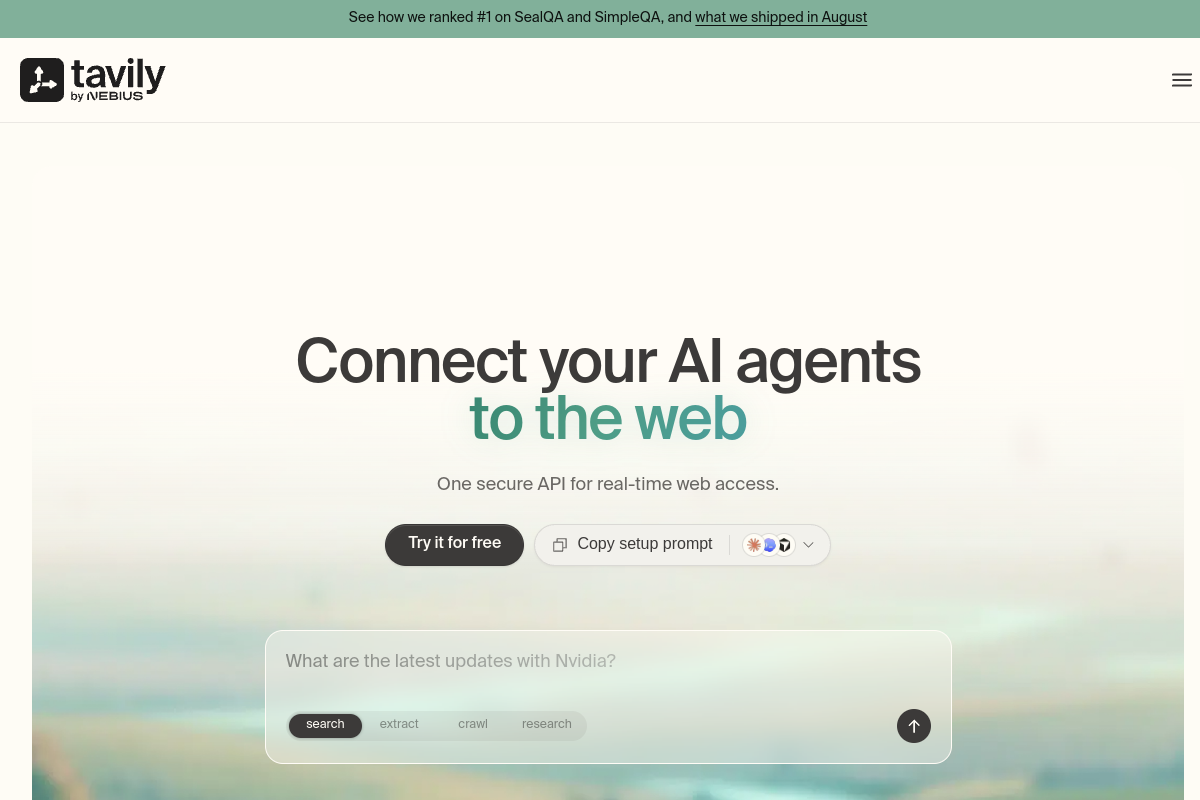 Tavily website screenshot 1