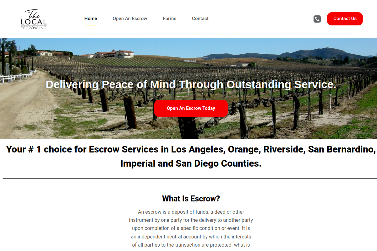 thelocalescrow.com homepage preview