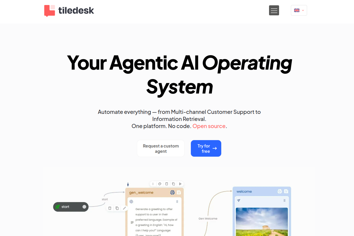 Tiledesk website screenshot 1