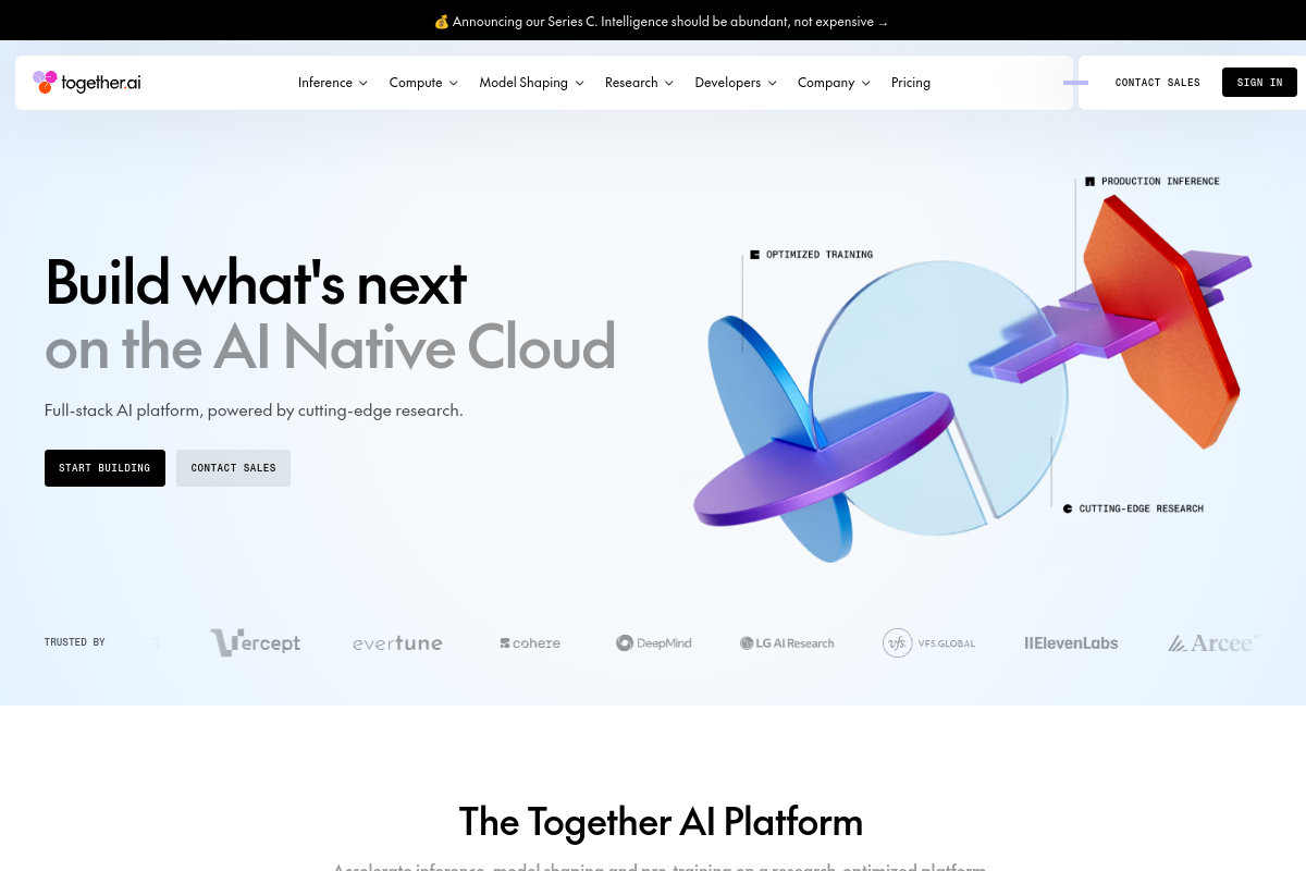 Together AI website screenshot 1