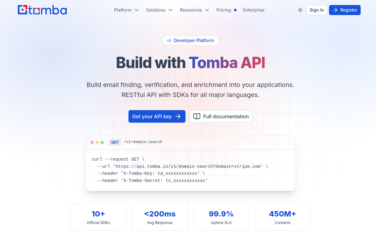 Tomba email finder preview