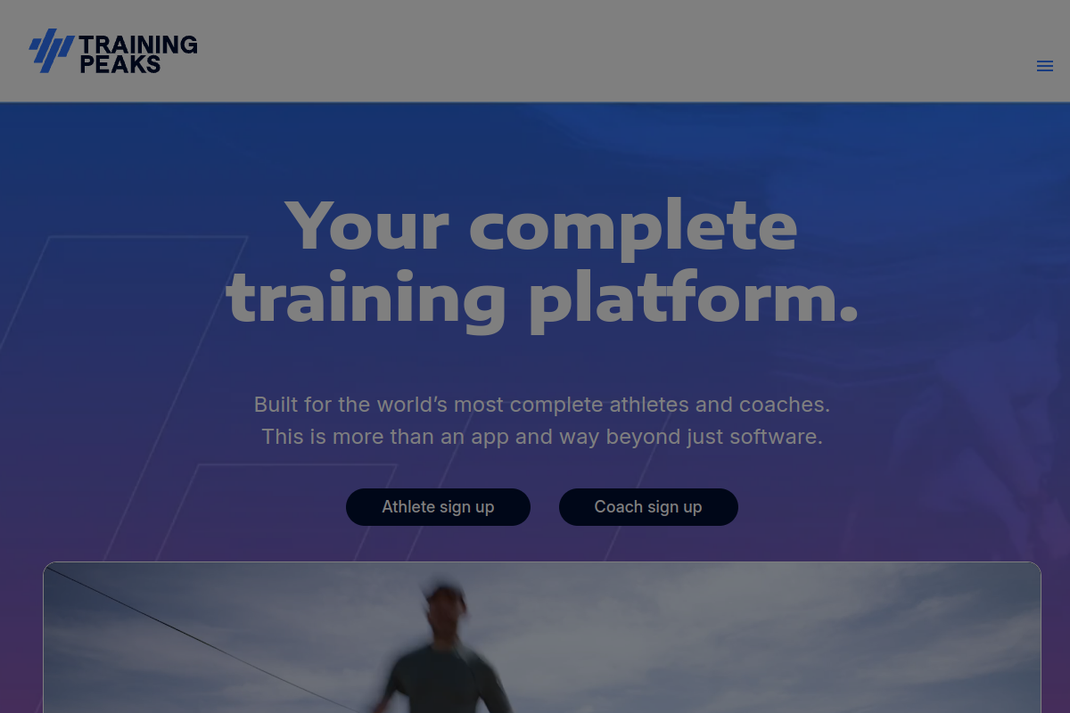 TrainingPeaks website screenshot 1