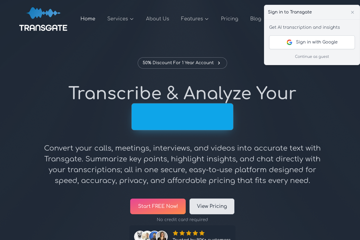Transgate website screenshot 1