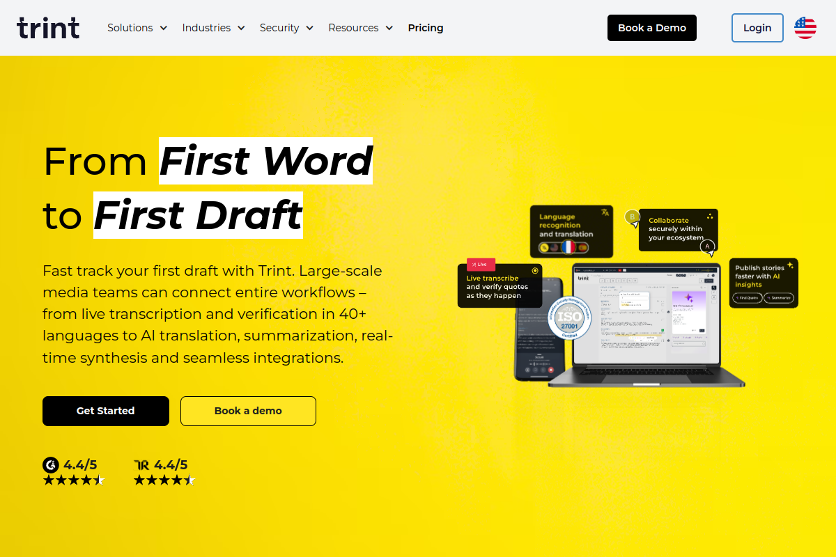 Trint screenshot