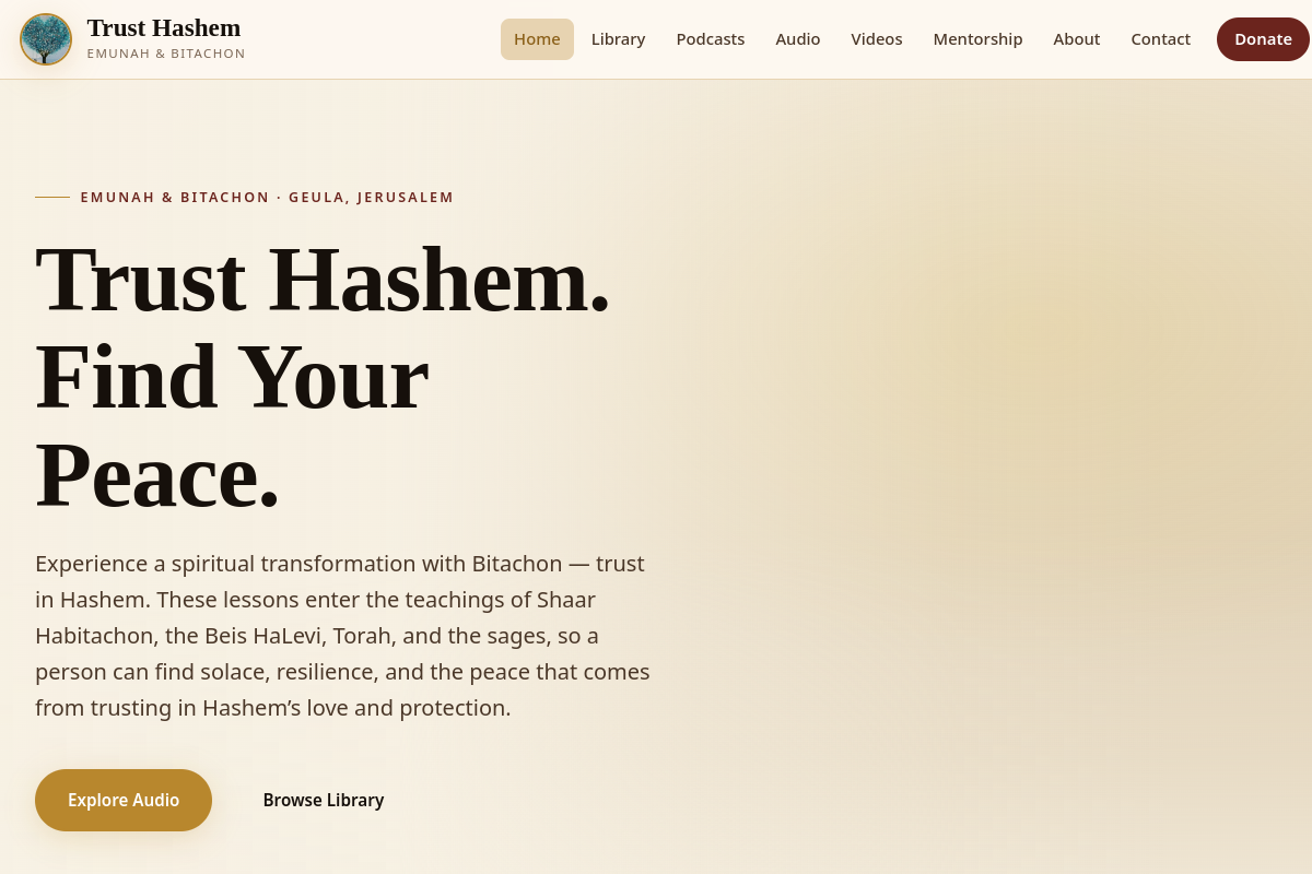 Trust Hashem homepage