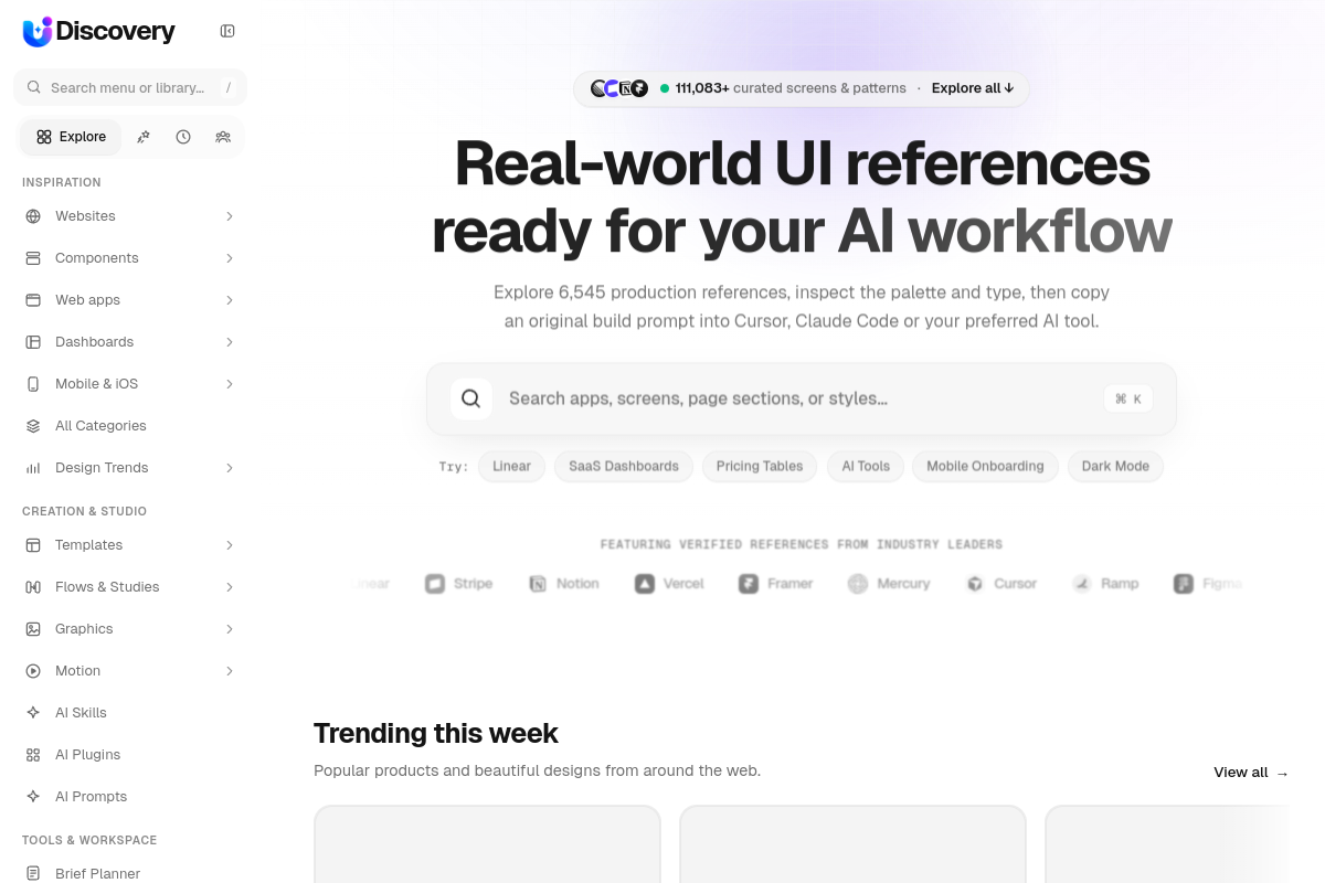 UI Discovery website screenshot 1