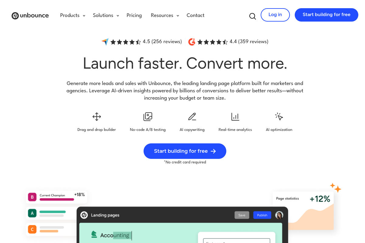 Unbounce screenshot