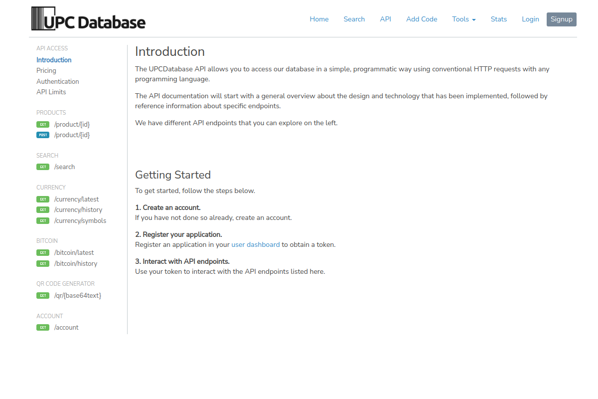 UPC database preview