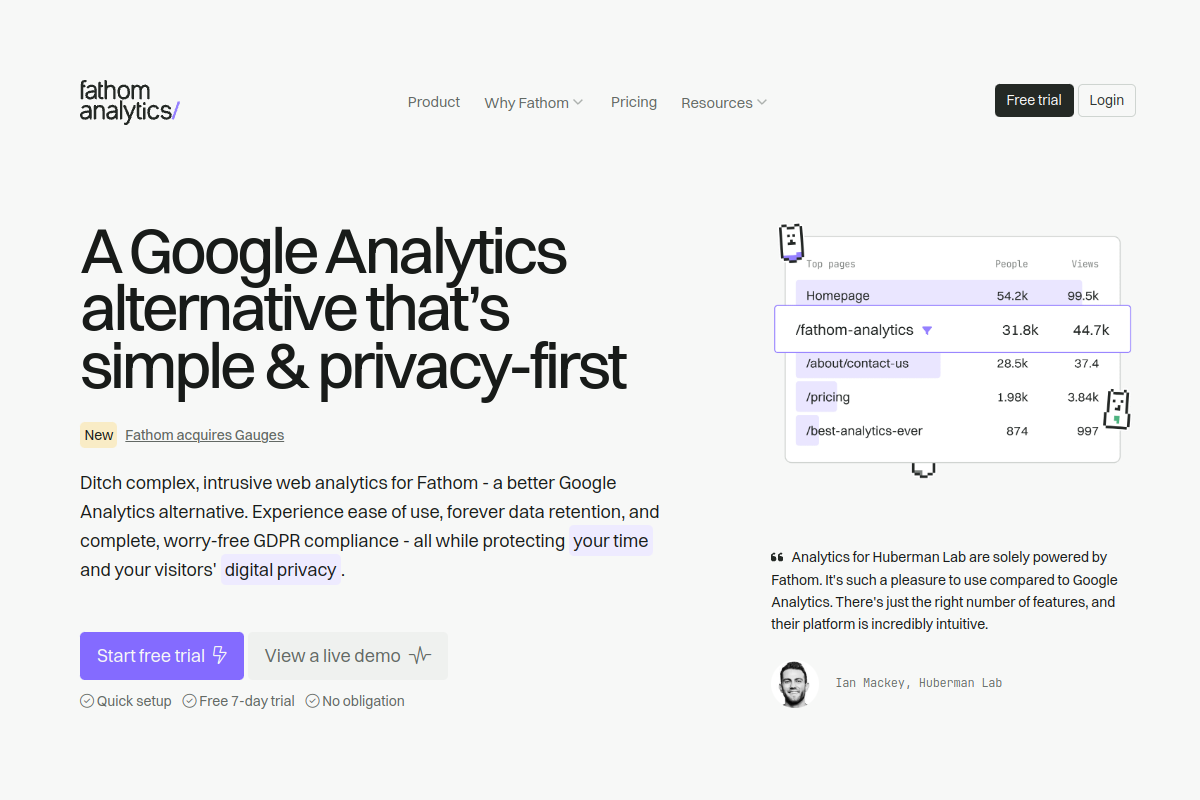 Fathom Analytics screenshot