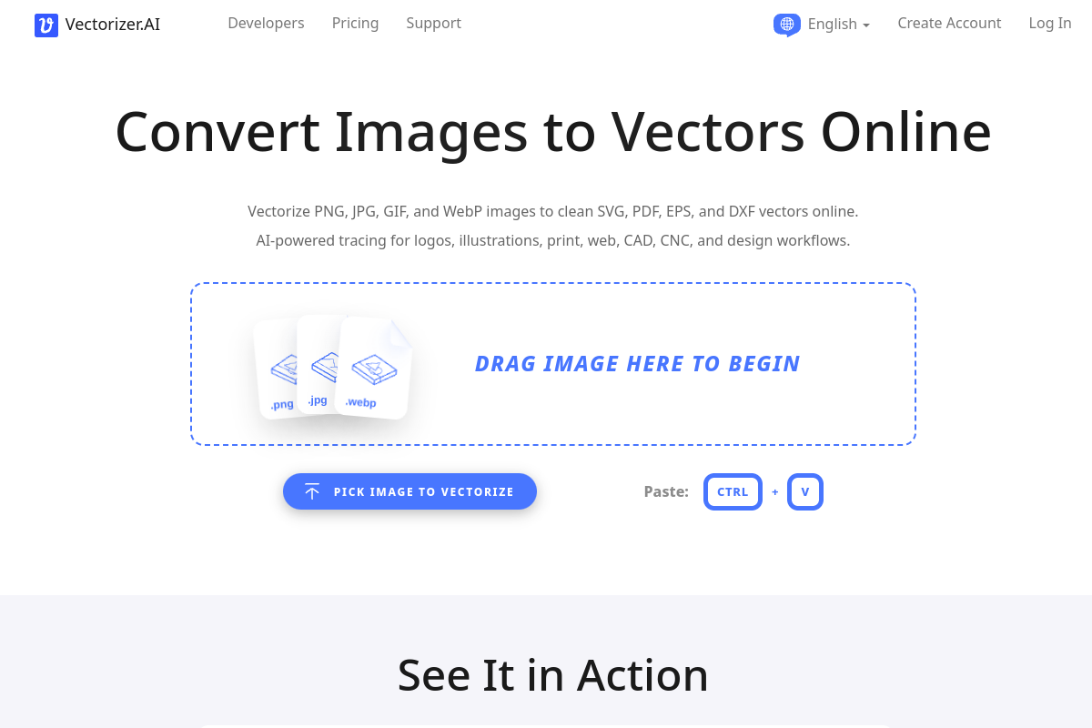 Image to Vector Converter website screenshot 1