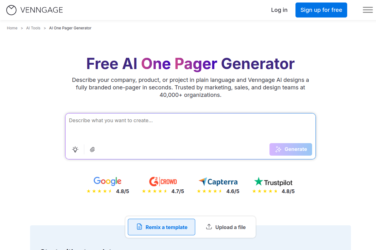 AI One Pager Generator preview