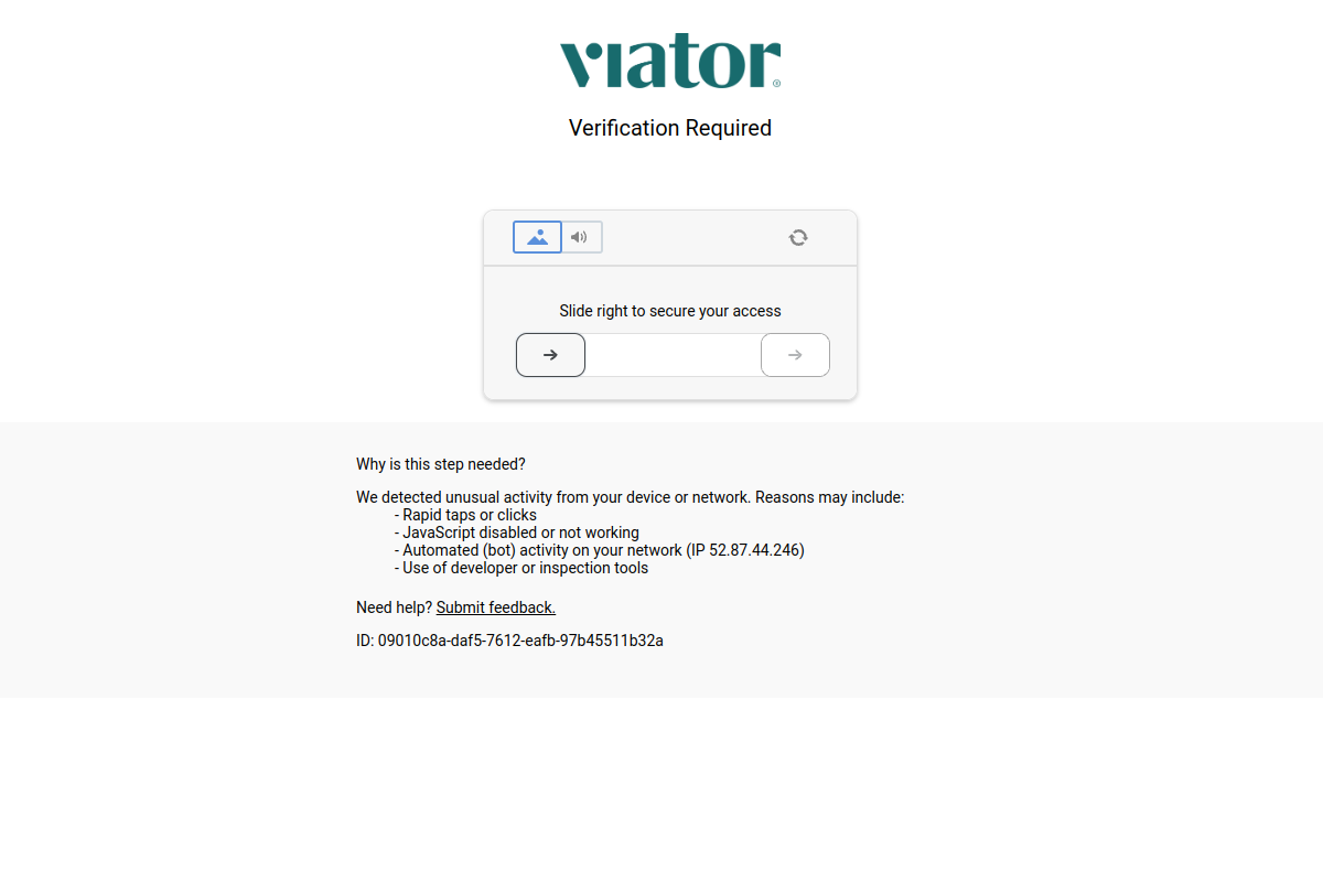 Viator website screenshot 1