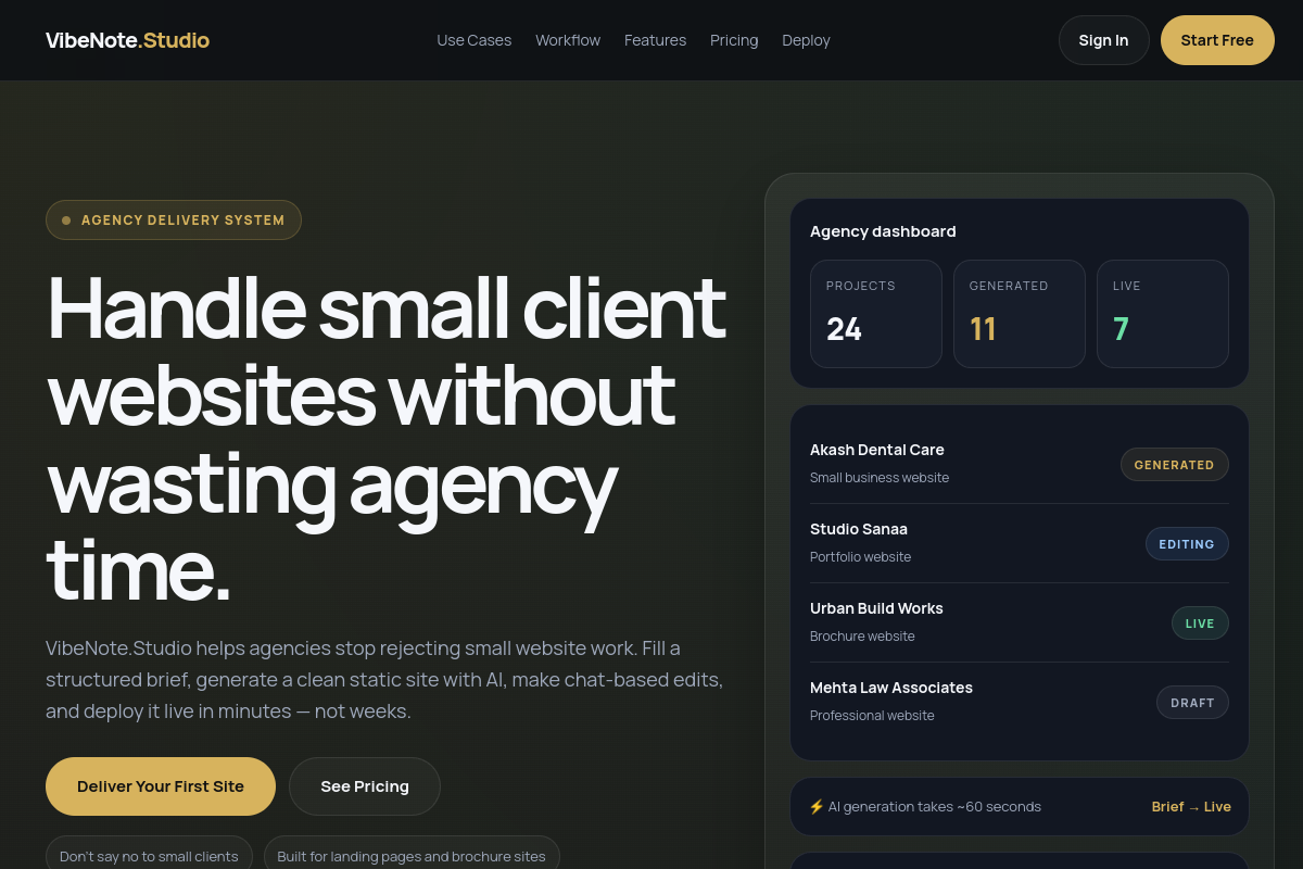 VibeNote Studio project showcase