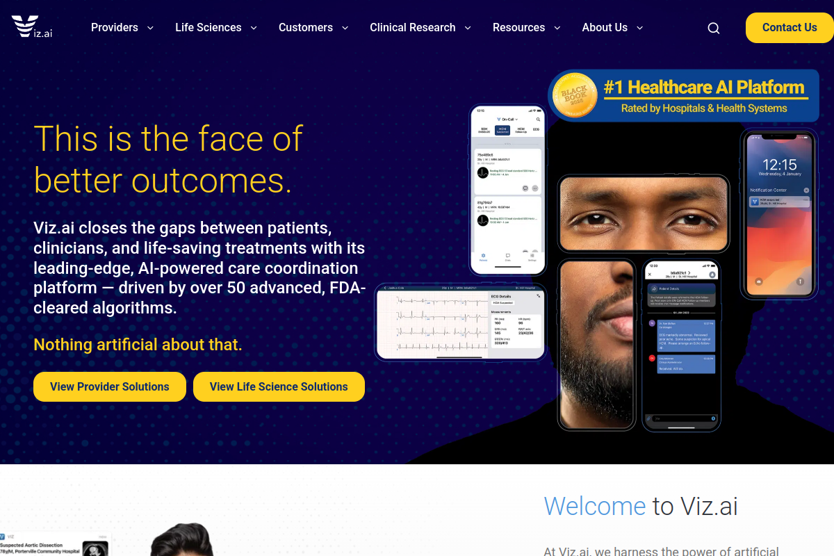 Viz.ai, the Proven AI-Powered Care Coordination Platform website screenshot 1
